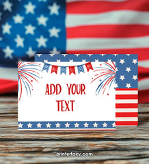 4th of July Food Tents, Independence Day Place Cards (Instant Download)