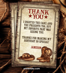 Editable Western Cowboy Thank You Cards (Digital Download)