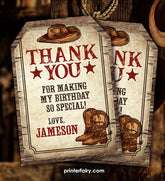 Western Birthday Thank You Tags, Cowboy Party (Digital Download)
