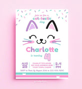 Kitty Birthday Party Invitation, Cat-Tastic, Editable Template (Digital Download)