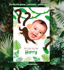 Personalized Monkey Pin the Tail/Banana Party Game (Digital Download)