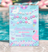 Pool Party Birthday Invitation, Editable Template (Digital Download)