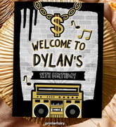 Hip Hop Birthday Welcome Sign, Graffiti Party Decor (Editable Template)