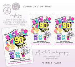 90s Party Invitation Template, Nostalgia Design (Digital Download)