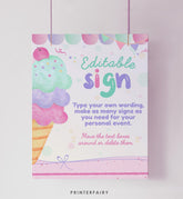 Ice Cream Birthday Editable Sign, 2 sizes included, EDITABLE, Instant Download