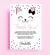 Kitty Cat Thank You Cards, EDITABLE, Birthday Party (Digital Download)