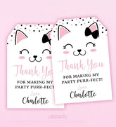 Kitty Cat Thank You Favor Tags, Editable Birthday Party (Digital)