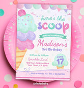 Ice Cream Birthday Party Invitation, Editable Template (Instant Download)