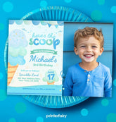 Ice Cream Birthday Party Invitation Template with Photo (Digital Download)