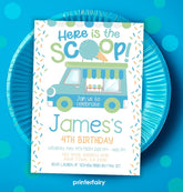 Ice Cream Truck Birthday Invitation, Editable Template (Instant Download)