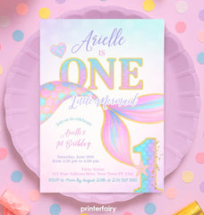 Mermaid 1st Birthday Invitation, Under the Sea Party (Digital Download)