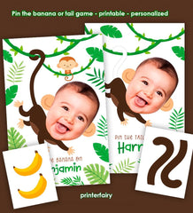 Personalized Monkey Pin the Tail/Banana Party Game (Digital Download)