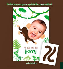 Personalized Monkey Pin the Tail/Banana Party Game (Digital Download)