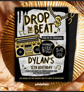 Hip Hop Birthday Invitation, Graffiti Dance Party (Instant Download)