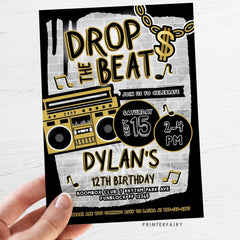 Hip Hop Birthday Invitation, Graffiti Dance Party (Instant Download)