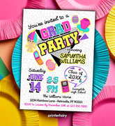Graduation Invitation Editable Template 90s Grad Party Digital or Printable Invitation, Instant Download