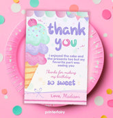 Ice Cream Thank You Card Editable Template (Instant Download)