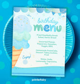 Editable Ice Cream Birthday Menu Template, Pool Party Sign (Digital Download)