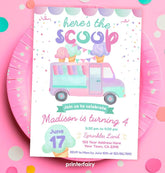 Ice Cream Truck Birthday Invitation, Editable Template (Digital Download)