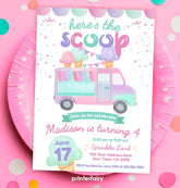 Ice Cream Truck Birthday Invitation, Editable Template (Digital Download)
