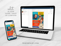 Comic Book Retirement Party Invitation, Photo Template (Digital Download)