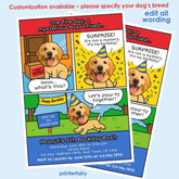 Personalized Comic Dog Birthday Invitation, Pawty Invite (Digital)