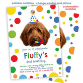 Dog Birthday Invitation with Photo, Editable Puppy Pawty Invite (Digital)