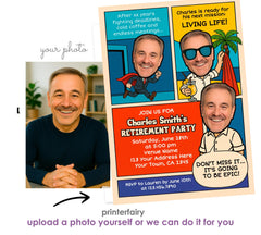Comic Book Retirement Party Invitation, Photo Template (Digital Download)