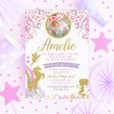 Unicorn Mermaid Birthday Invitation, Floral Photo, Editable (Digital)