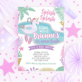 Unicorn Pool Party Invitation, Editable Summer Birthday (Instant Download)