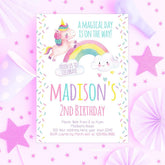 Editable Unicorn Birthday Invitation, Rainbow Sprinkles Party (Digital Invite)