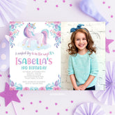 Editable Unicorn Birthday Invitation Template, Floral Party Invite (Digital Download)