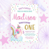 Unicorn First Birthday Invitation, Editable Rainbow Party (Digital Invite)