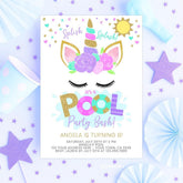 Editable Unicorn Pool Party Invitation (Instant Download)