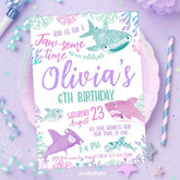 Shark Girl Birthday Invitation, Under the Sea, Editable (Digital Download)
