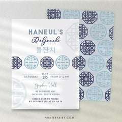 Korean Doljanchi Invitation, Boy 1st Birthday (Editable Template)