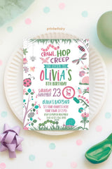 Bugs Birthday Invitation, Garden Party, EDITABLE (Digital Download)