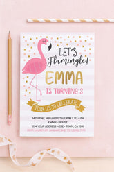Editable Flamingo Birthday Invitation, Tropical Pool Party (Instant Download)