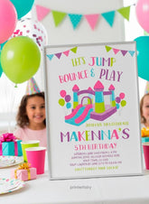 Trampoline Birthday Party Invitation, Editable Bounce House Invite (Digital)