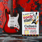 Rockstar Birthday Invitation, Editable Music Party, Guitar Theme (Instant Download)