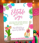 Fiesta Cinco de Mayo Party Editable Sign, Instant Download