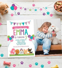 Puppy Adoption Birthday Party Invitation Editable Template, Instant Download