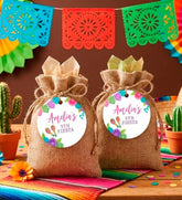 Fiesta Cinco de Mayo Party Toppers Round Tags Editable Templates, Instant Download