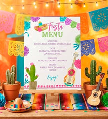 Fiesta Cinco de Mayo Birthday Party Menu Editable Template, Instant Download