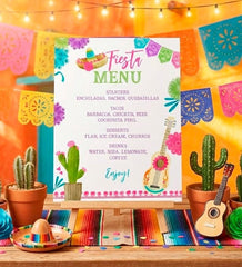 Fiesta Cinco de Mayo Birthday Party Menu Editable Template, Instant Download