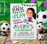 Personalized Soccer Girl Birthday Invitation with Photo (Digital Invite)
