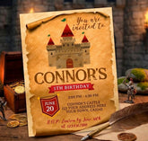 Knight Castle Birthday Invitation Editable Template, Instant Download