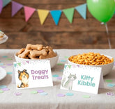 Puppies and Kitties Birthday Party Food Tents Editable Templates, Instant Download
