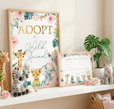 Wild Animals Pet Adoption Center Sign and Certificate, Instant Download