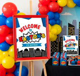 Superhero Birthday Party Welcome Sign Editable Template, Instant Download